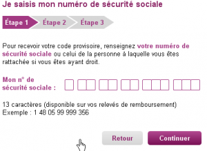 Saisissez votre numéro de sécurité sociale