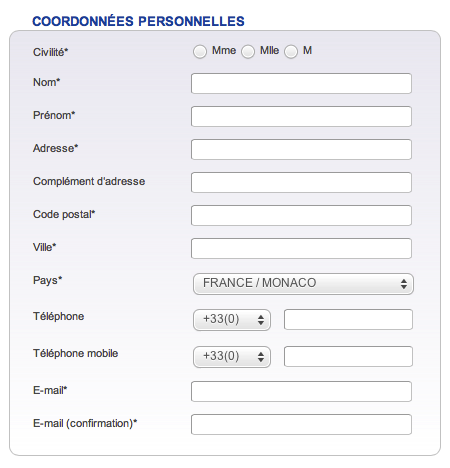 Renseignez vos coordonnées personnelles